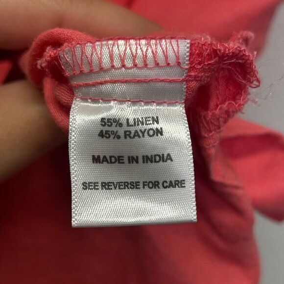 Coral Bay Womens Sleeveless Top Crochet Collar‎ Coral Linen Rayon Size 3X - Picture 5 of 12